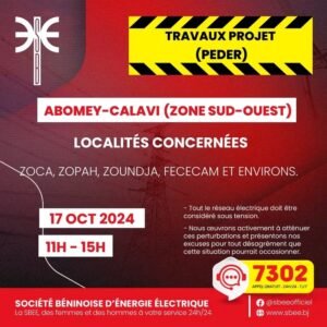 Travaux de maintenance : la SBEE prévoit des coupures temporaires d’électricité le 17 octobre